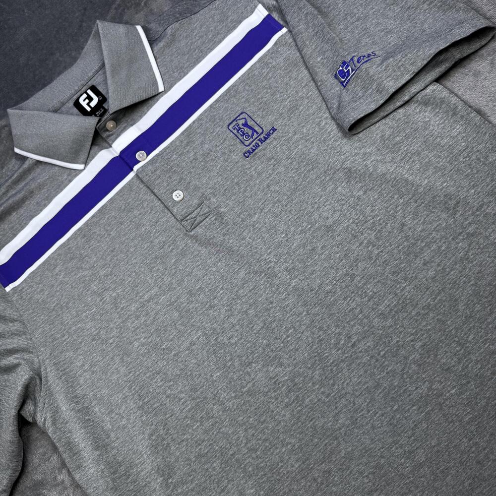 FootJoy TPC Craig Ranch Polo Shirt Mens Large Gray Purple Golf Tech Stretch